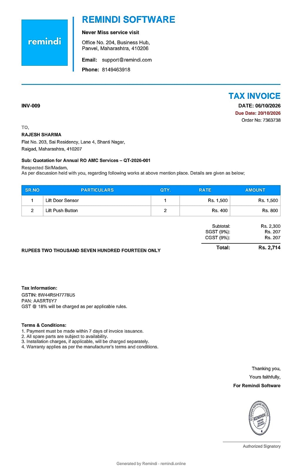 GST Tax Invoice preview